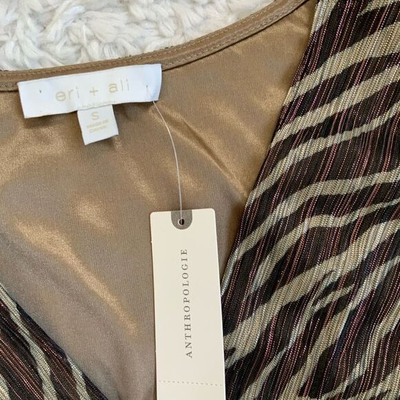 Anthropologie Kasi Shimmer Faux Wrap Sleeveless Blouse - Picture 3 of 7